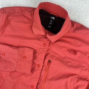 The NORTH‎ FACE Jacket Women's Medium Coral Pink Full Zip Logo Pockets TNF
